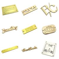 Plaques de signalisation métalliques de haute qualité pour meubles, forme rectangulaire, logo doré, étiquettes en métal pour bois