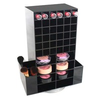120 Fächer Acryl-Drehständer für Lippenstifte und Make-up-Pinsel, 360° drehbarer Kosmetik-Organizer für die Arbeitsplatte