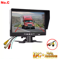 Monitor de Coche de 7 Pulgadas con 2 Entradas de Video, TFT HD Digital para Cámara de Visión Trasera, Estacionamiento y Reversa