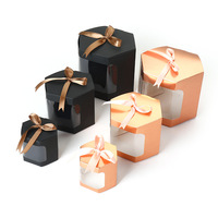 Boîte en carton découpée au laser couleur caramel avec fenêtre pour gâteaux, bonbons, pâtisseries, emballage alimentaire, boîte cadeau de mariage avec pelliculage mat