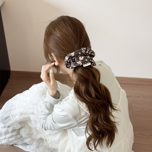 Élastiques à cheveux en gros, très élastiques, à motif floral, pour filles, pour queues de cheval hautes, style international - Product Image 2
