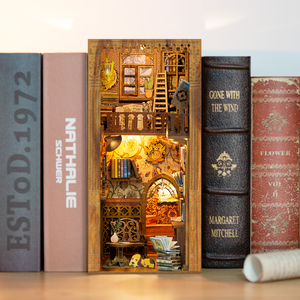 Cutebee modèle Miniature 3D Puzzle librairie éternelle maison <span class=keywords><strong>de</strong></span> poupée en bois avec lumière bâtiment modèle jouets livre Nook Kit - Product Image 1