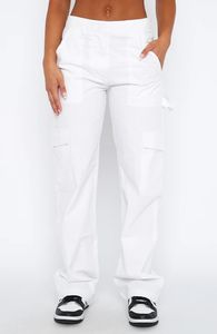 Pantaloni da donna nuovi stile coreano bianchi pantaloni <span class=keywords><strong>Cargo</strong></span> a vita alta da donna - Product Image 4
