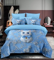 Ensemble de literie en microfibre 100% polyester, imprimé chat 5D, vif et coloré, ensemble de housse de couette, ensemble de literie pour la maison