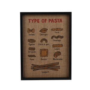 Tableau mural rétro sur toile à thème alimentaire, texture toile de jute vintage, impression type pâtes, encadré pour cuisine, salle à manger, décoration intérieure - Product Image 1