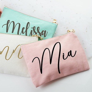 Custom Cotton Canvas Fashion Letter Pattern Soft Handle Cosmetic Bag Zipper <b>Makeup</b> Pouch Medium Capacity Reusable Travel <b>Case</b> - Product Image 6