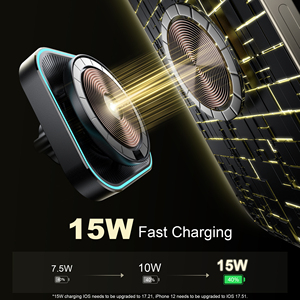 Gaoyi Nuevo Cargador Inalámbrico Magnético para Auto de 15W QC2.0/PD con Soporte de Montaje en Rejilla de Ventilación y Función OTP para Smartphone - Product Image 3