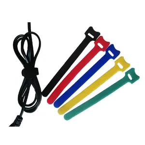 Factory customized hook and loop cable management straps