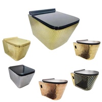 Vaisselle murale en céramique à personnaliser, de couleur noir ou or, toilette murale pour salle de bains, 1 pièce