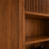 Armoire de présentation en bois de noyer sur mesure, bibliothèque intégrée du sol au plafond, unité de rangement murale pour salon