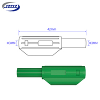 Connecteur banane nickelé JZDZ 3 mm, broche mâle pour câblage audio et de test d'enceintes 30Vac-60Vdc/Max.10A J.10004