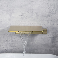 Robinet de lavabo cascade gris anthracite Weihao avec étagère, mitigeur eau chaude/froide, commande à bouton unique, fixation murale encastrée pour salle de bain