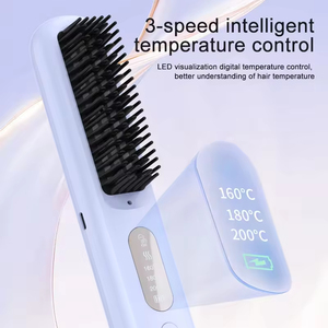 Brosse lissante portable rechargeable par USB avec écran LCD, huiles nébulisées, ionique, chauffage rapide, peigne électrique pour lisser les cheveux - Product Image 2