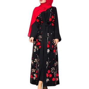 Abito da donna Abaya Dubai <span class=keywords><strong>turchia</strong></span> musulmano <span class=keywords><strong>Hijab</strong></span> in pizzo floreale caftano abiti da sera Islam abiti alla moda Kimono - Product Image 5