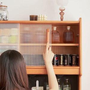 Nordic Style Solid Wood <b>Tall</b> <b>Cabinet</b> With Glass Door And Drawers For Kitchen Living Room Storage - Product Image 3