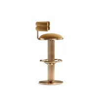 Moderner Edelstahl-Drehhocker Gepolsterter Barhocker mit Samtsitz Höhenverstellbar für Hausbar und Café