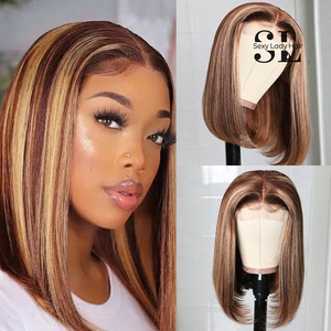 Perruque Bob Courte Droite <span class=keywords><strong>Blonde</strong></span> 613 avec Mèches, Cheveux Humains, Fermeture Frontale en Dentelle, Sans Colle, Vente en Gros, Fournisseur de Cheveux Populaire, Livraison Directe - Product Image 6