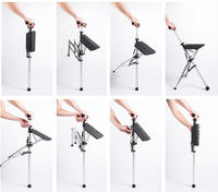Canne de marche pliable pour le camping en plein air avec siège pour la randonnée et la marche, chaise de béquille confortable pour les marcheurs