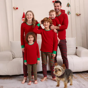 Set piyama keluarga cocok kualitas terbaik atasan Gambar huruf PJ Natal dan bawahan kotak-kotak pakaian tidur Natal <span class=keywords><strong>Jammies</strong></span> dengan saku - Product Image 1