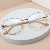 Monture de lunettes œil-de-chat en métal pour femme, branches en acétate, monture optique tendance pour verres correcteurs, lunettes anti-lumière bleue