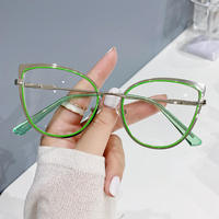 Gafas de bloqueo de luz azul a la moda para mujer, gafas de ojo de gato, montura de gafas ópticas de Metal a la moda, montura de gafas de diseñador para mujer