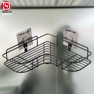Estante de esquina individual de metal sin perforaciones, estante triangular para <span class=keywords><strong>baño</strong></span>, estante para artículos de tocador, organizador de dormitorio, estante de pared para inodoro - Product Image 1