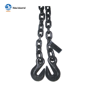 Chaîne de fixation G80 avec crochets à œillets aux deux extrémités, chaîne de transport <span class=keywords><strong>en</strong></span> acier au carbone noirci, robuste, pour sécurisation des charges - Product Image 1