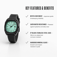 Montre pour homme, cadran carré argenté rayé, bracelet en caoutchouc gris, affichage de la date, mouvement à quartz étanche, élégante, décontractée, pour les affaires