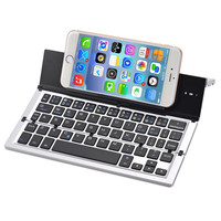 Keyboard Mini Kapasitif Lipat untuk Dudukan Portabel Nirkabel dari Paduan Aluminium untuk Ponsel, Tablet, Komputer, dan Pad