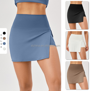Falda corta de Yoga para mujer Anti-naked Fitness dos piezas en uno Culottes secado rápido cintura alta lado abierto tenis deportes falda Casual - Product Image 2