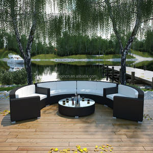 Juego de Sofás de Ratán de 8 Plazas, Estilo Moderno, para Vestíbulo de Hotel, Diseño Semicircular - Product Image 2