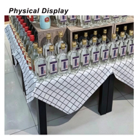90x90cm Blanc Noir Polyester Carreaux Nappe de Table Carree Supermarche Presentation Decoration