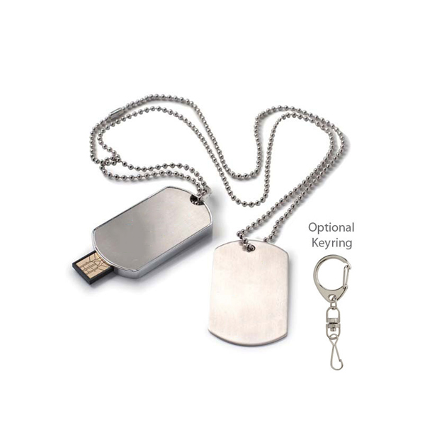 Custom Logo Design Metal Dog Tag USB 2.0 Flash Drive 4GB to 64GB Memory Range with Key Ring