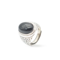 Bague de Base en Agate noire pour hommes, argent 925, nouvel arrivage, 10 pièces