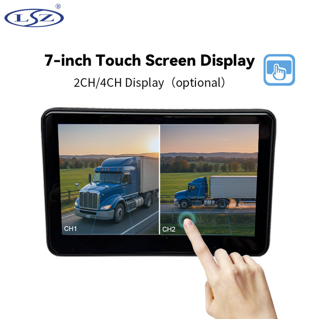 7 Inch Car Monitor 2CH AHD IPS Touch Screen 1024x600 BSD Blind Spot Detection for Truck Bus Van DC12V 24V Rearview Monitor