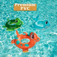 32 "3 Pack Tubes de Piscine Gonflables Flotteurs de Piscine, Dinosaure & Tortue de Mer & Dauphin Anneaux de Natation pour Enfants Piscine Plage Été