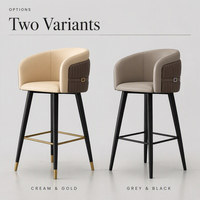 Chaise de bar en cuir PU marron crème avec design de ceinture rétro pour îlot de cuisine, café, bar, restaurant, hôtel, comptoir de maison