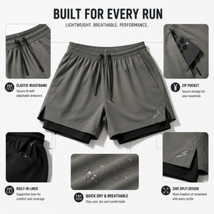 Custom Premium Mens 2 In 1 Running <b>Shorts</b> Quick Dry Lightweight Gym Training <b>Shorts</b> Private Label Sportswear - Product Image 2
