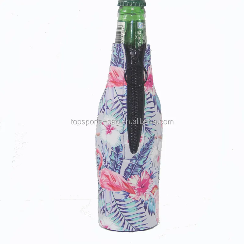 Sublimation Flamingo Printing Neoprene Bottle Beer Cooler Holder for Promotion