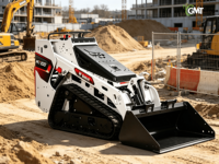 Chargeuse compacte sur chenilles Bobcat MT100 d'occasion, conforme aux normes EPA EURO 5, pour travaux de terrassement, construction et aménagement paysager.