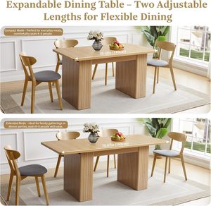 <span class=keywords><strong>Table</strong></span> à manger rectangulaire extensible minimaliste <span class=keywords><strong>avec</strong></span> pieds à double piédestal pour salle à manger ou cuisine - Product Image 5