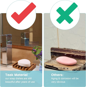 Boîte à savon en bois au design cascade inclinée, porte-savon <span class=keywords><strong>de</strong></span> bain en bois naturel, plateau créatif et tendance, anti-moisissure, avec drain. - Product Image 5