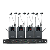 Sistem Monitor In-Ear Nirkabel Mono 4 Saluran Profesional COKYIS EM-D04 VHF, Kabel Data, Tegangan Universal 110-240V untuk Panggung