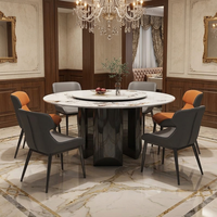 Mesa de Comedor Redonda Minimalista de Última Moda con Plato Giratorio y Trípode 3D Único para Apartamentos Pequeños