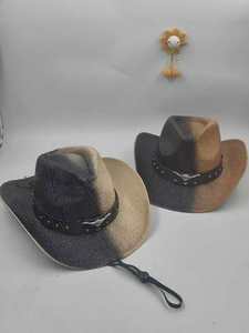 Sombrero Mexican Roll up Wide Brim Cowboy Crochet <b>Straw</b> <b>Hat</b> Summer Beach Spray Paint Cowboy Western <b>Hat</b> - Product Image 5