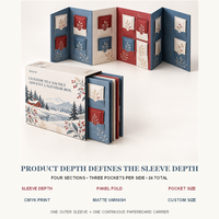 Boîte de calendrier de l'avent minimaliste pliable et recyclable personnalisée pour 24 jours, en carton blanc 350 g/m², avec 24 portes découpées, plateau de séparation et impression CMJN
