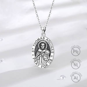 Merryshine S925 plata esterlina amuleto cristiano hombre colgante Vintage Saint ST Thomas Aquinas Collar para hombres - Product Image 1