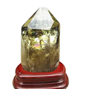 彩虹水晶黄水晶点魔杖天然水晶点愈合批发美丽的黄水晶石价格