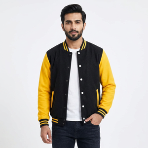 Vestes universitaires unisexes en patchwork, impression personnalisée, broderie, manches en cuir, imperméables, pour homme, vente en gros - Product Image 1