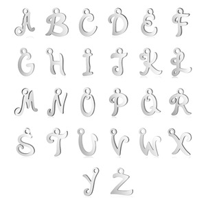 Dijes de Acero Inoxidable 304 de Envío Rápido, Dijes de Metal con el Alfabeto <span class=keywords><strong>Griego</strong></span>, Dijes de 26 Letras al por Mayor para Manualidades de Joyería - Product Image 1